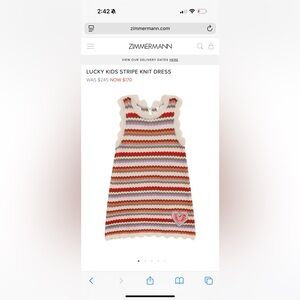 Zimmermann Kids Multicolor Stripe Knit Dress NWT